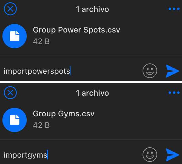 Importar gimnasios Pikachu. Importar CSV